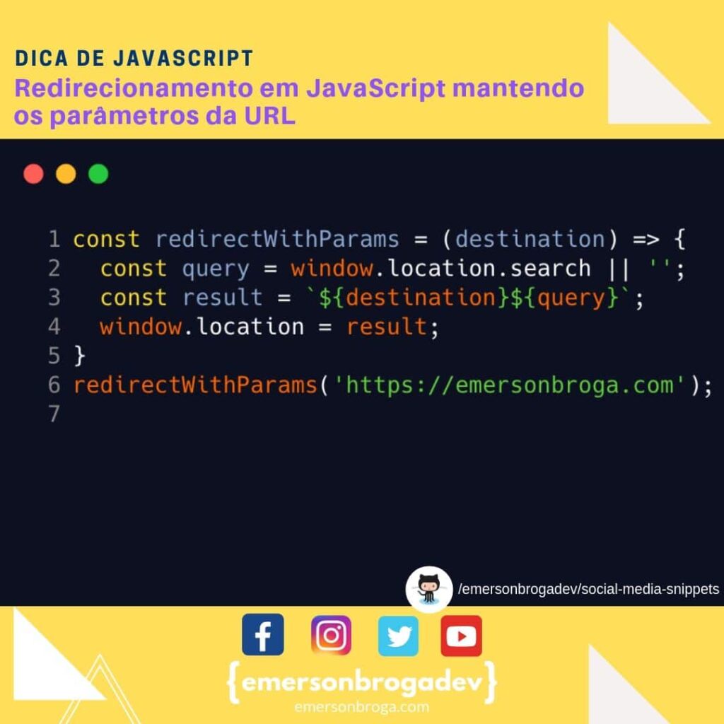 Redirecionamento em JavaScript mantendo os parâmetros da URL